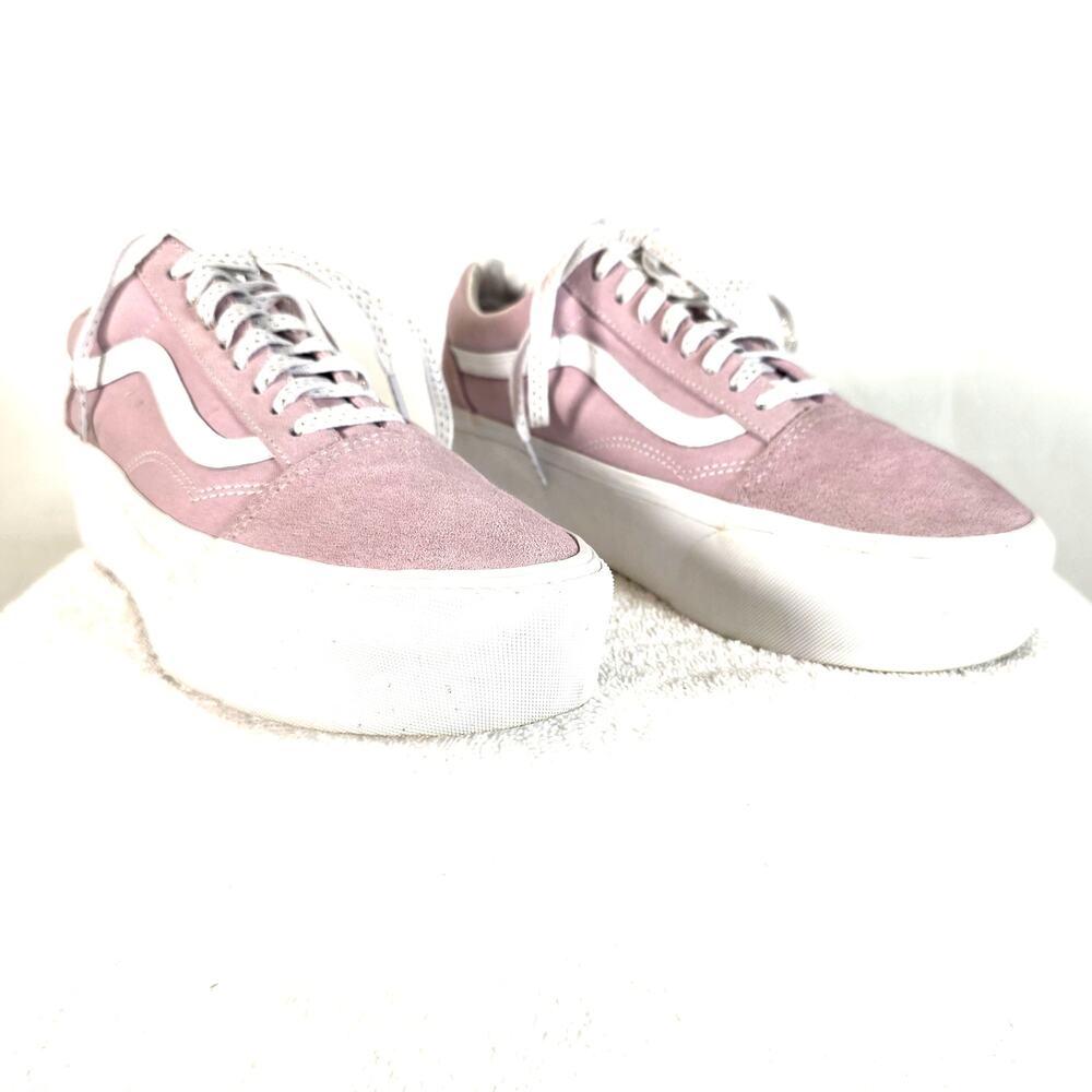 Vans Women's 10 Athletic Shoes Violet Suede White Accents Sparkle Laces Sneakers - Picture 3 of 9